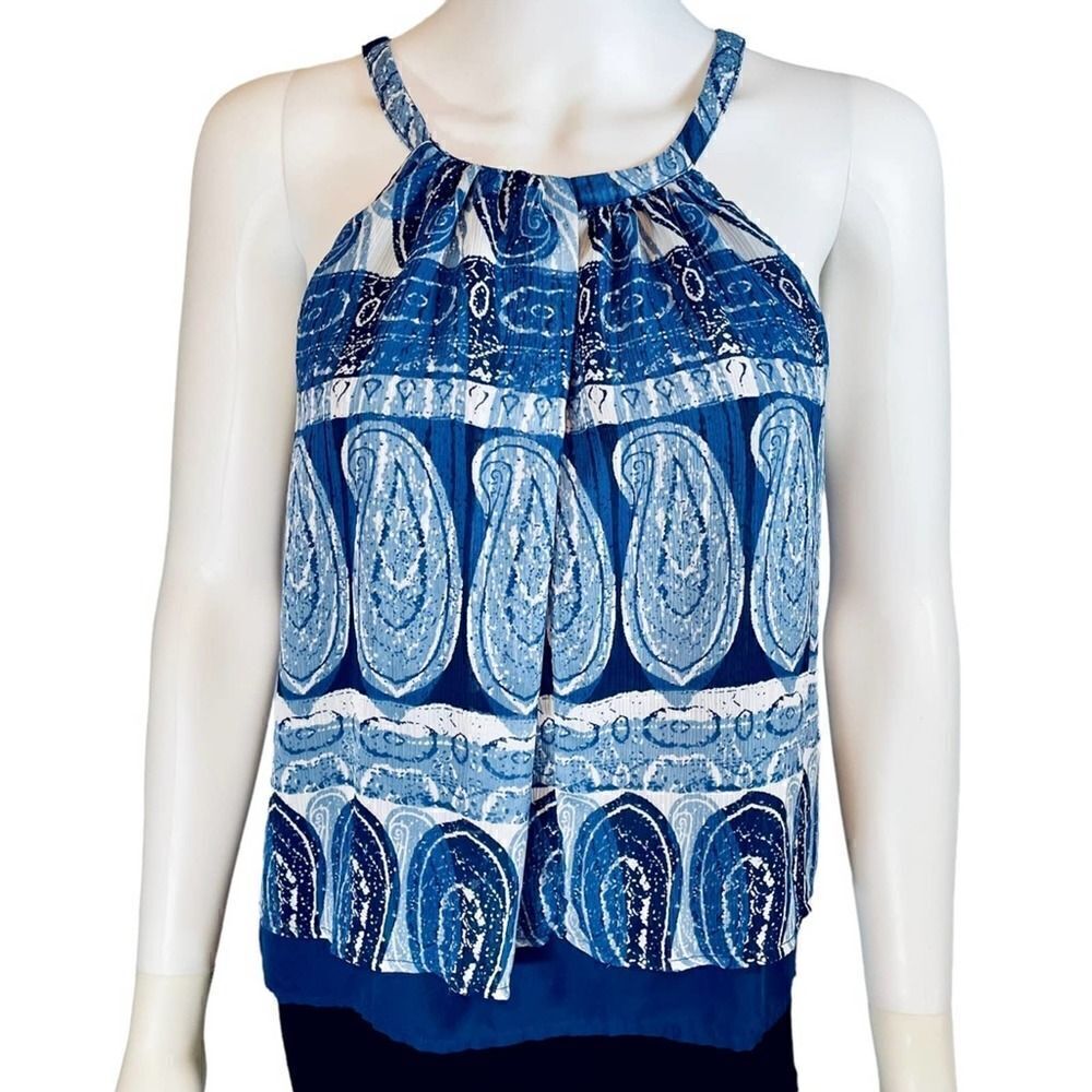 Sugarlips Paisley Print Halter Blouse Blue - Picture 11 of 11